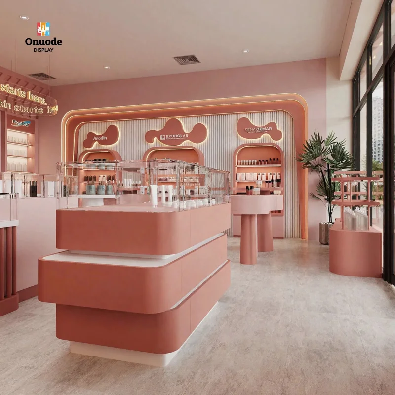 custom.Shop Interior Design | Gold-Accented Perfume Kiosk | Luxury Display Cabinets & One-Stop Interior Solutions