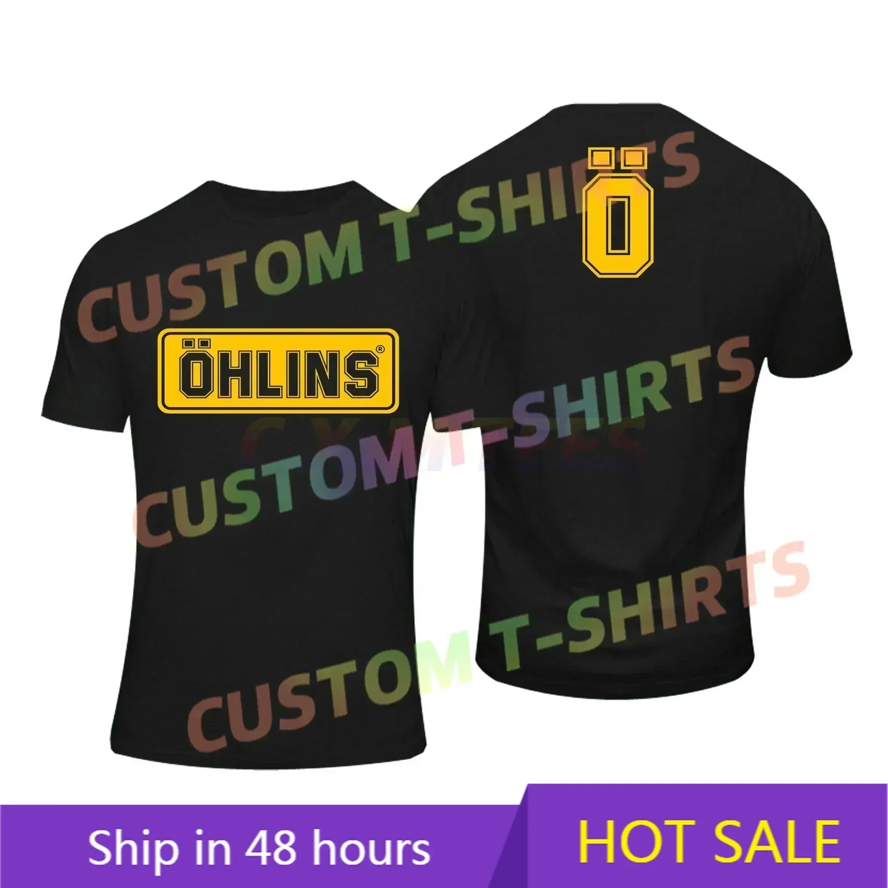 

Amazing Tees Men T Shirt Double-sided Casual Ohlins Shock Suspension Car Motorcycle Sport Racing Oversized T-shirt Male T-shirts