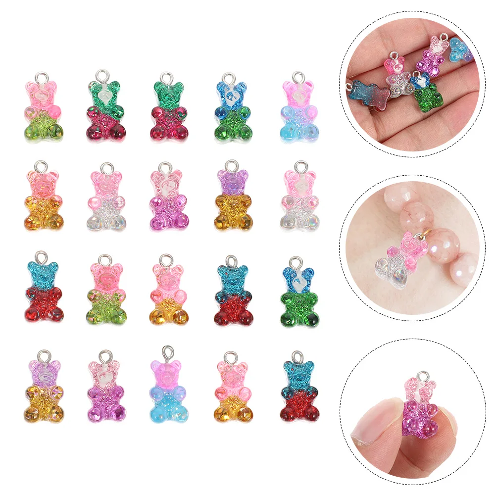 

30pcs Candy Pendant Resin Bear Charms Simple Earrings Beads DIY Jewelry Making Necklaces Bracelets Ear Studs Rhinestones