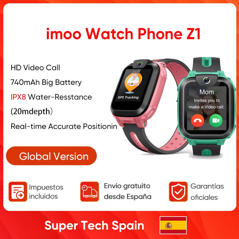 imoo Z1 Watch Phone 4G Smartwatch 1.3‘’ Screen 2MP Wide-angle Camera Voice Messages GPS IPX8 BT4.2 Google Pay For Kids