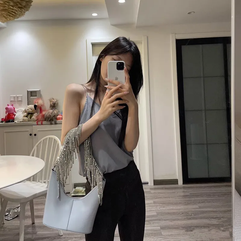 2025 Fashion Luxury Women's Handmade Tassel Diamonds Handbags Famous Brand Glitter Wedding Party Clutch Bag Fashion Evening Bag