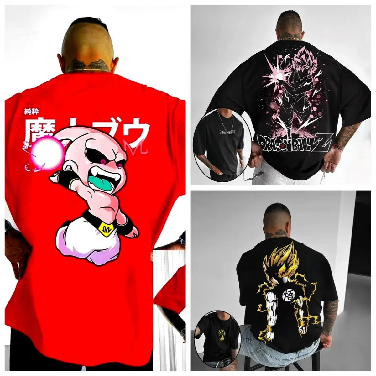 

Dragon Ball Goku, Beerus 2025 Summer Fashion Trend High Street Printing Pure Cotton Loose Unisex Harajuku Parent-child Clothing