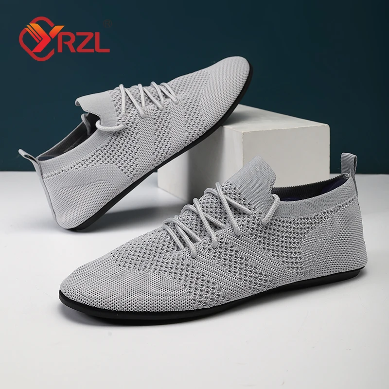 YRZL-Mocassins de malha antiderrapante respirável masculino, mocassins de condução, flats de alta qualidade, sapatos casuais de verão