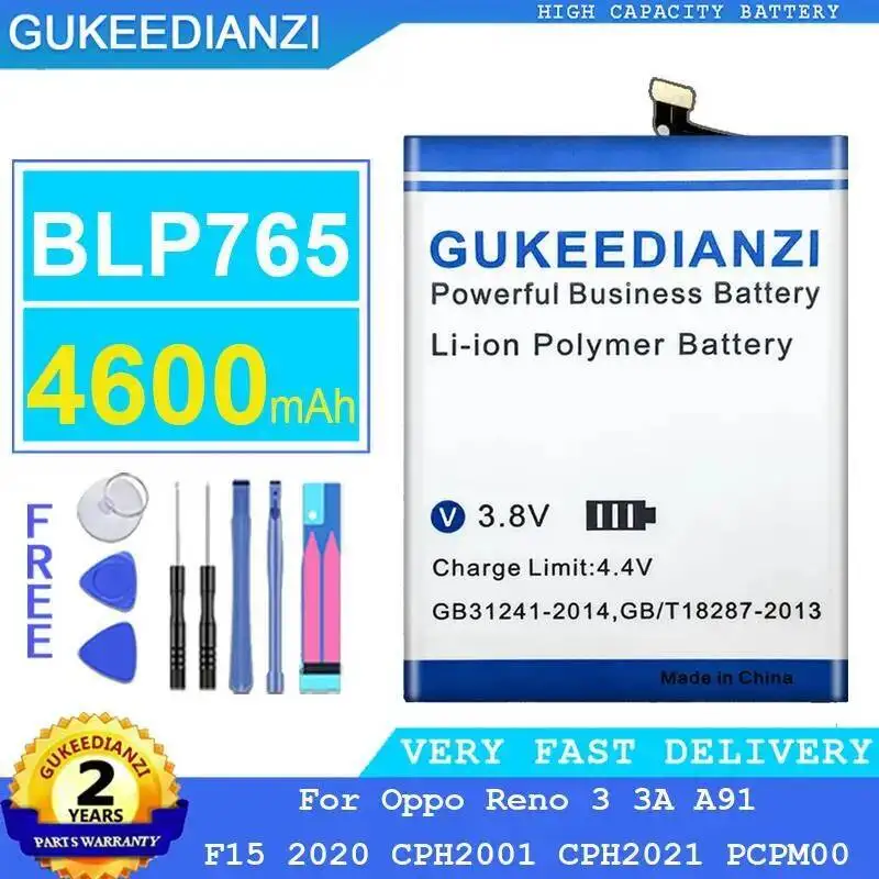 

Mobile Phone Battery BLP765 For Oppo Reno 3 3A A91 F15 2020 CPH2001 CPH2021 PCPM00 4600Mah Fast Charging