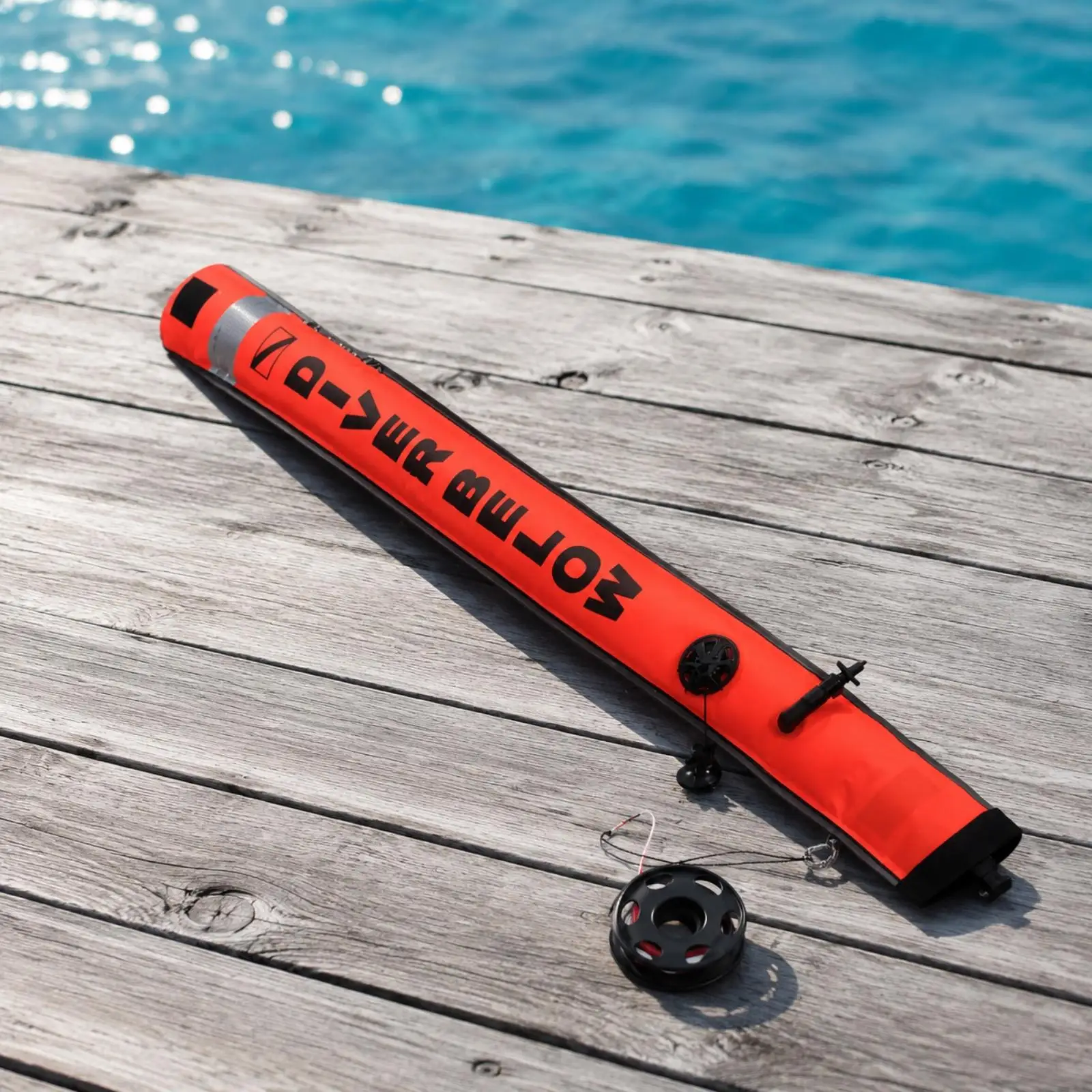 Compact Scuba Diving Surface Marker Buoy | built-in Overpressure Relief air-release mechanism, Reflective Band for Night