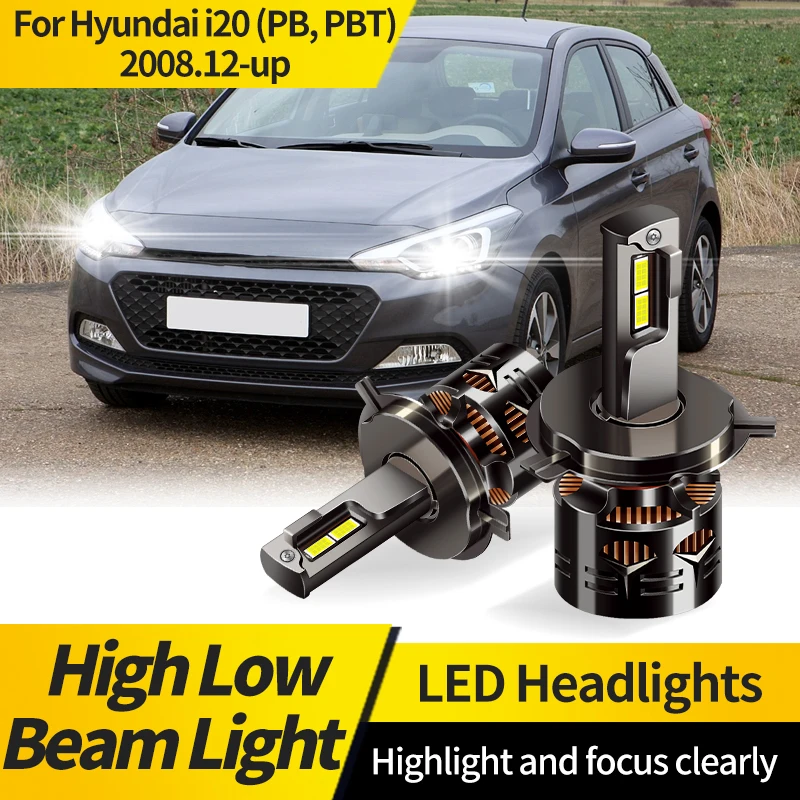 

2PCS H4 LED Headlight Bulb Super Bright HB2 Hi/Lo Beam Lamp Auto Signal Headlamp For Hyundai i20 (PB, PBT) Hatchback 2008.12-up