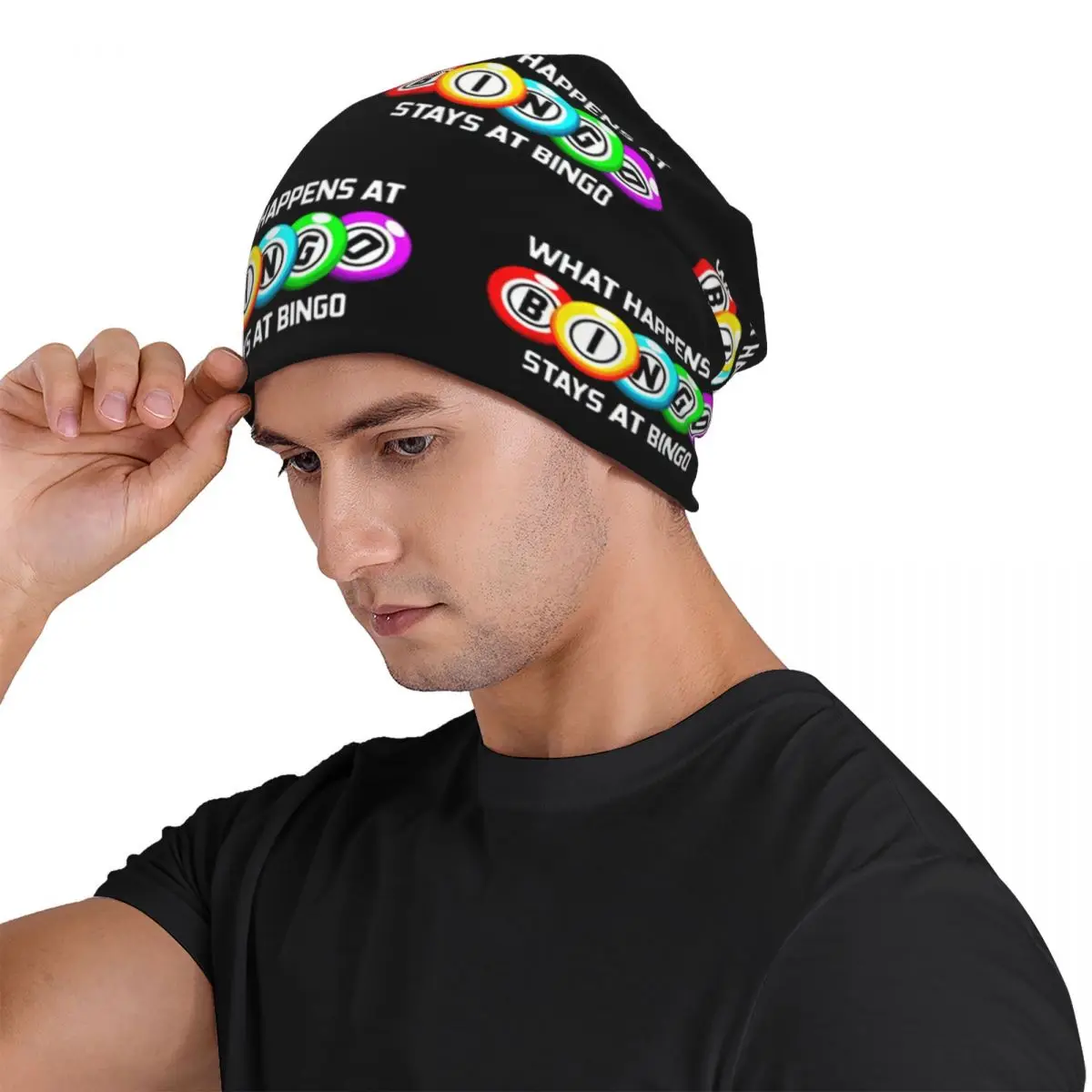 What Happens At Bingo Unisex Adult Beanies Caps Knitted Bonnet Hat Warm Fashion Autumn Winter Outdoor Skullies Hats