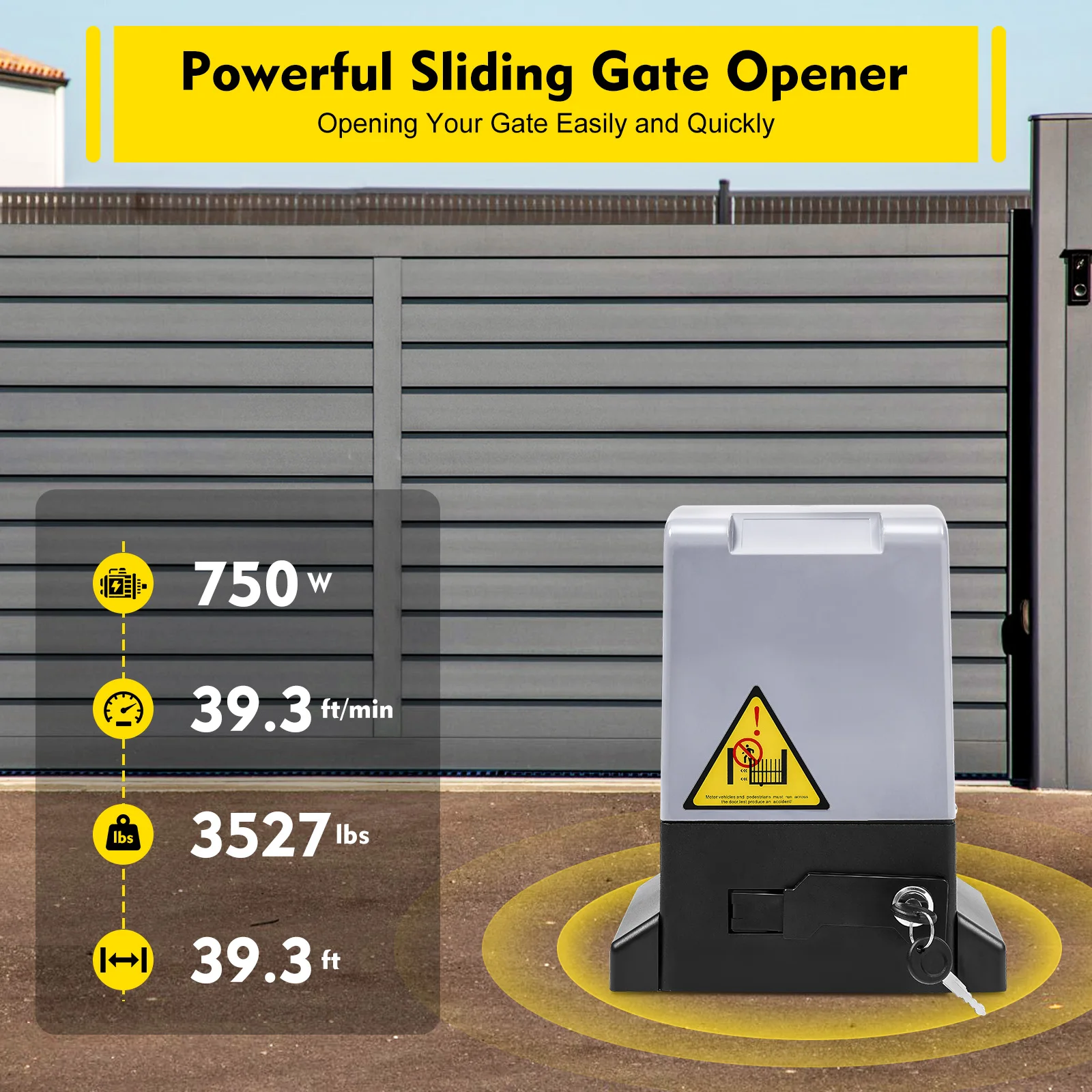 1200/1600Kg Automatic Sliding Gate Opener Motor Electrico & 2 Remotes Control