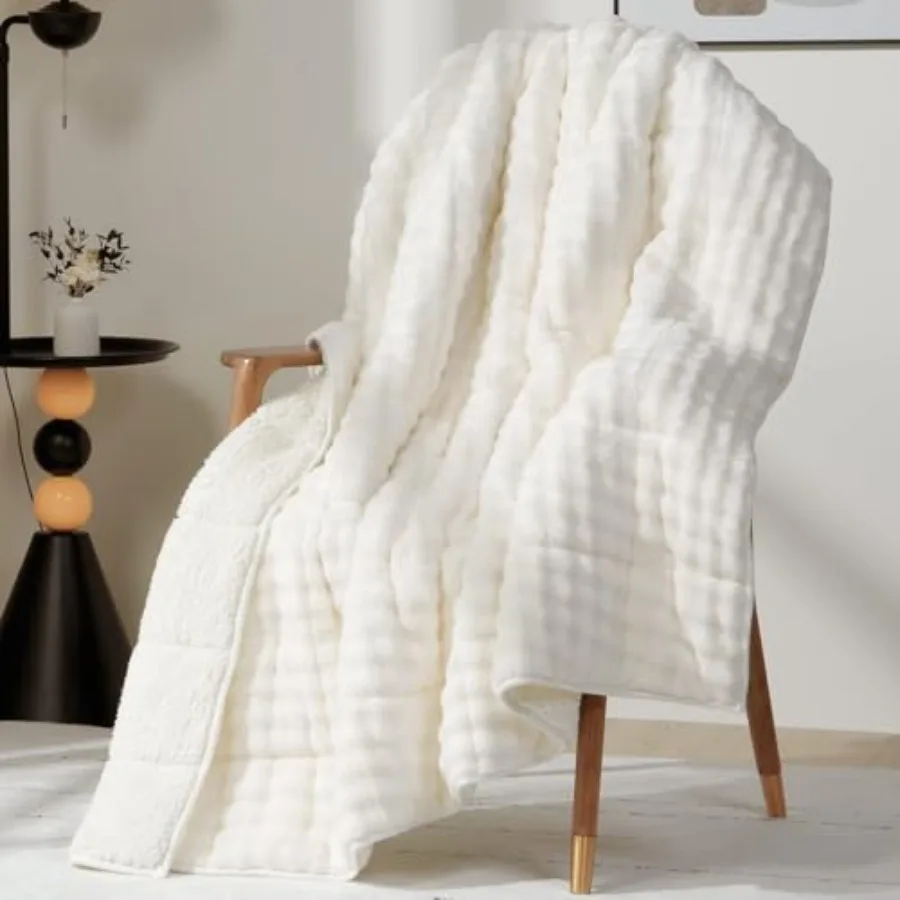 

Утяжеленное одеяло 5S для взрослых, пушистое, с эффектом пузырьков, из флиса шерпа, для кровати стандартного размера, милое, мягкое, тяжелое одеяло для успокоения