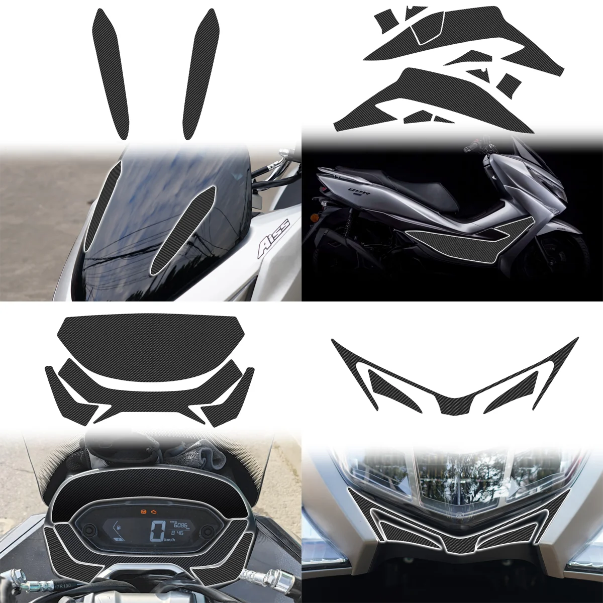 Para Haojie UHR150 pegatina protectora de fibra de carbono para motocicleta accesorios de calcomanías duraderos e impermeables