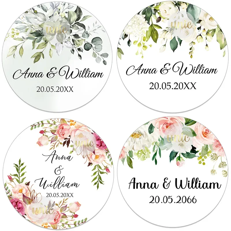 Custom Stickers for Wedding Bridal Shower Baptism Communion Bar Mitzvah FavorsPersonalized Round Circle Label Stickers