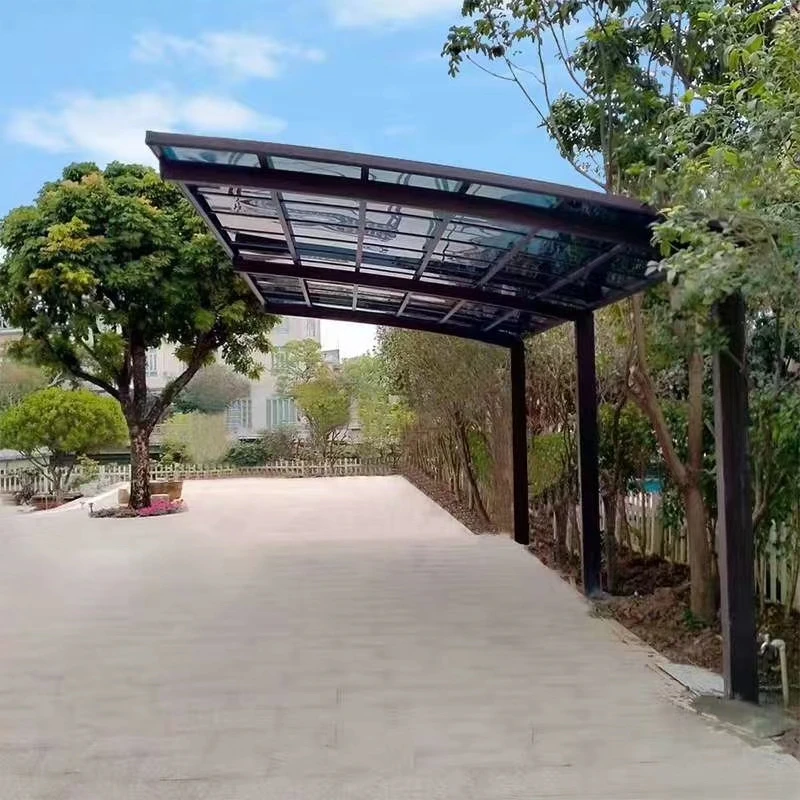 6*3 Single-Car 3Columns Parking Shed Modern Outdoor Design High-Strength Aluminum Alloy Frame Curved Roof Waterproof Cantilever