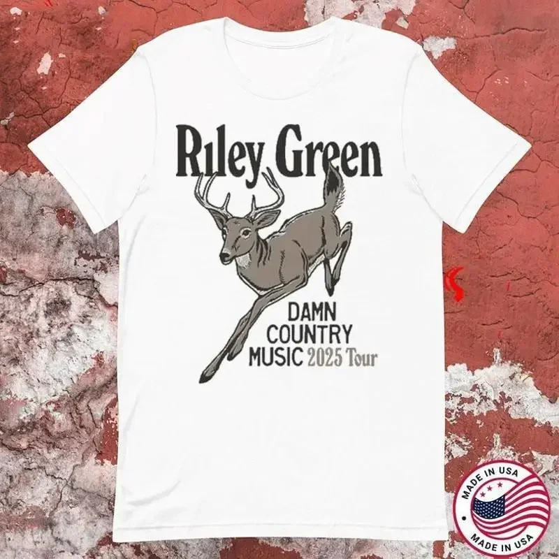 Riley Green Deer Damn Country Music 2025 Tour White T Shirt Full Size S 5Xl