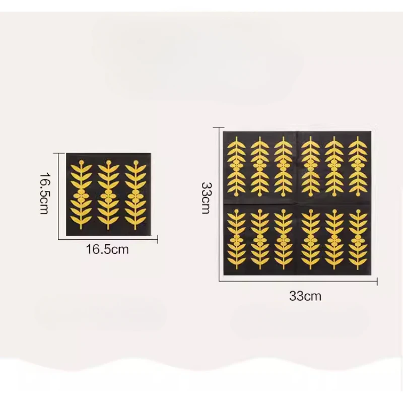 جديد ملون الطباعة منديل ورقة المناديل الورقية منديل الزفاف الديكور النقي الخشب اللب ورقة القمح الذهبي 20 قطع الغذاء الصف