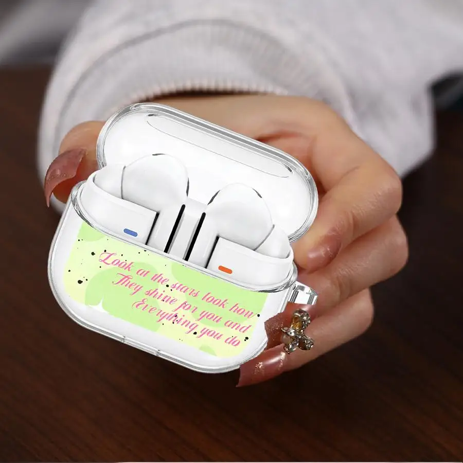 Case For Samsung Galaxy Buds 2 2Pro 3Pro 3 FE Live 4 Pro 4Pro Clear Earphone Cases Cover With Hook Twinkle Stars Cow Pattern