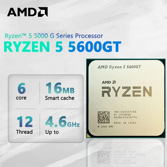 AMD Ryzen 5 5600GT Ryzen 5 5000 Series Vermeer Zen 3 6 Core 4.6 GHz Socket AM4 65W Integrated Graphics Desktop Processor