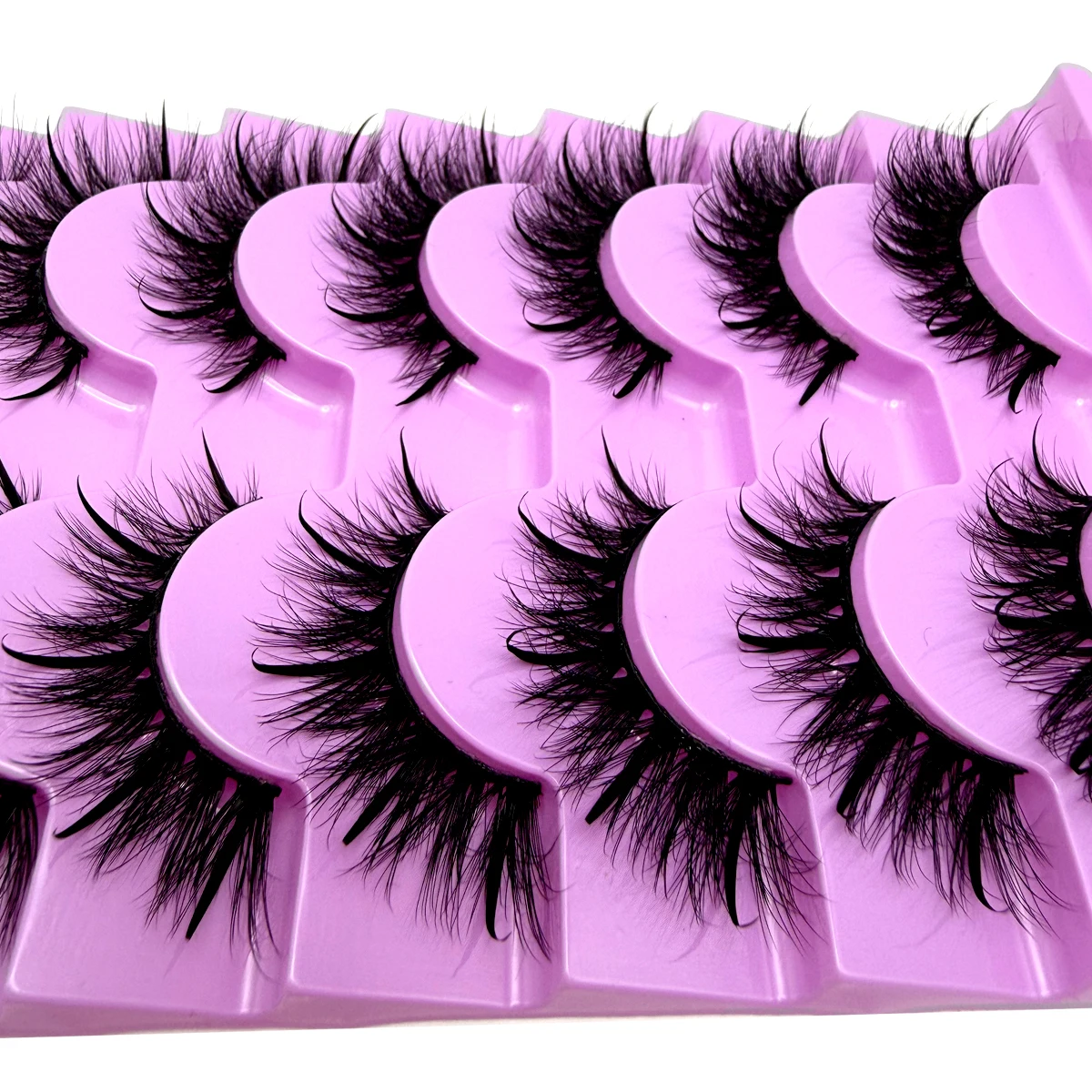 Neue 7 Paar Manga-Wimpern, natürliche Faux-Mink-Wimpern, spitz zulaufend, dicht, natürlich, volle Streifenwimpern, neue Make-up-Wimpern, flauschige Mink-Wimpern – Detail 19