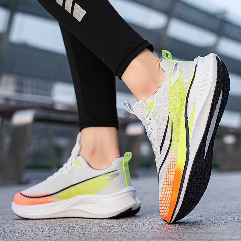 

Fashion men's and women's sports running shoes casual breathable mesh surface carbon plate support wear-resistant rubber outsole
