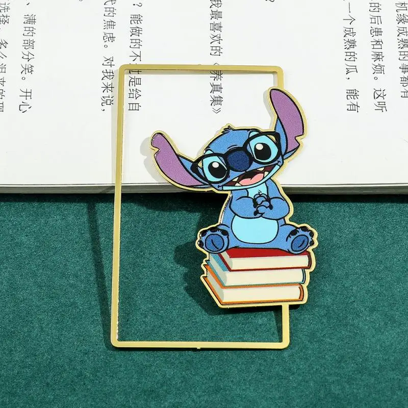 Miniso Cartoon Stitch Side Bookmark Holder Original Cute Lilo & Stitch Metal Student Learning Stationery Accessories Gift