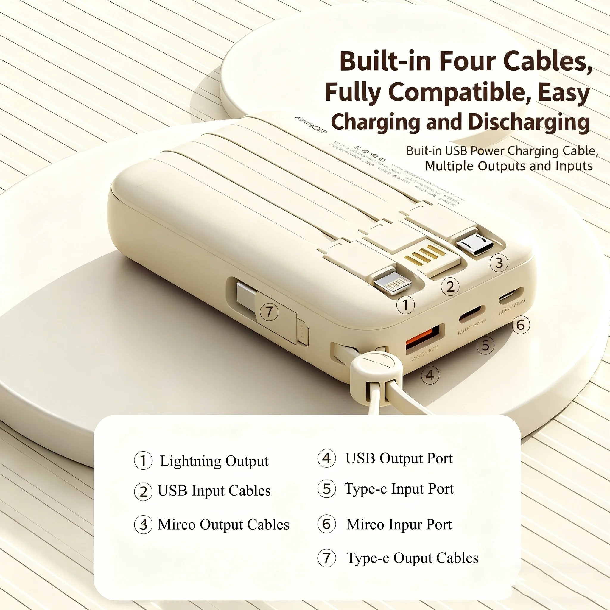 باور بانك VIVO 500000mAh محمول بقدرة 120 وات شحن سريع للغاية وبنك طاقة بسعة كبيرة مع 4 كابلات مدمجة لهاتف iPhone وسامسونج #4