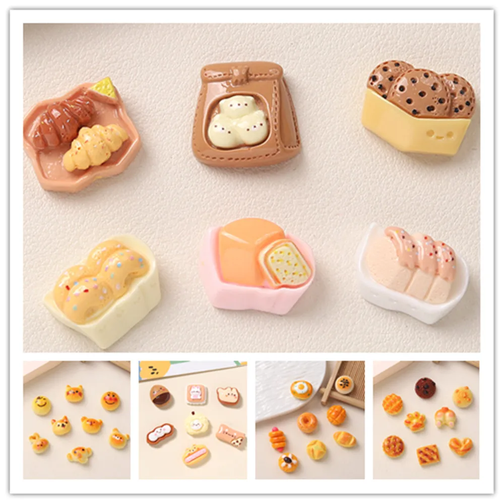 송진 카와이 만화 쿠키 케이크 매력 플랫백 시뮬레이션 음식 아트 공급 카보숑 DIY 공예 장식 액세서리, 100 개