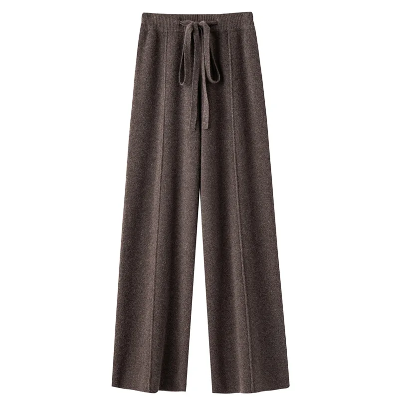 Herbst- und Winterhose mit weitem Bein für Damen, lockere Hose mit hoher Taille, 2025, neue Freizeithose, einfarbig, Kaschmirimitat