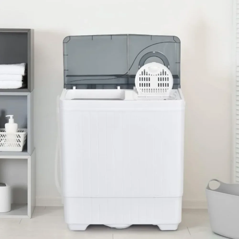 %a Washing Machine, Twin Tub 18 Lbs Washer & 8 Lbs Spinner, Control Knobs & Timer Function, Portable Laundry Washer - Image 6