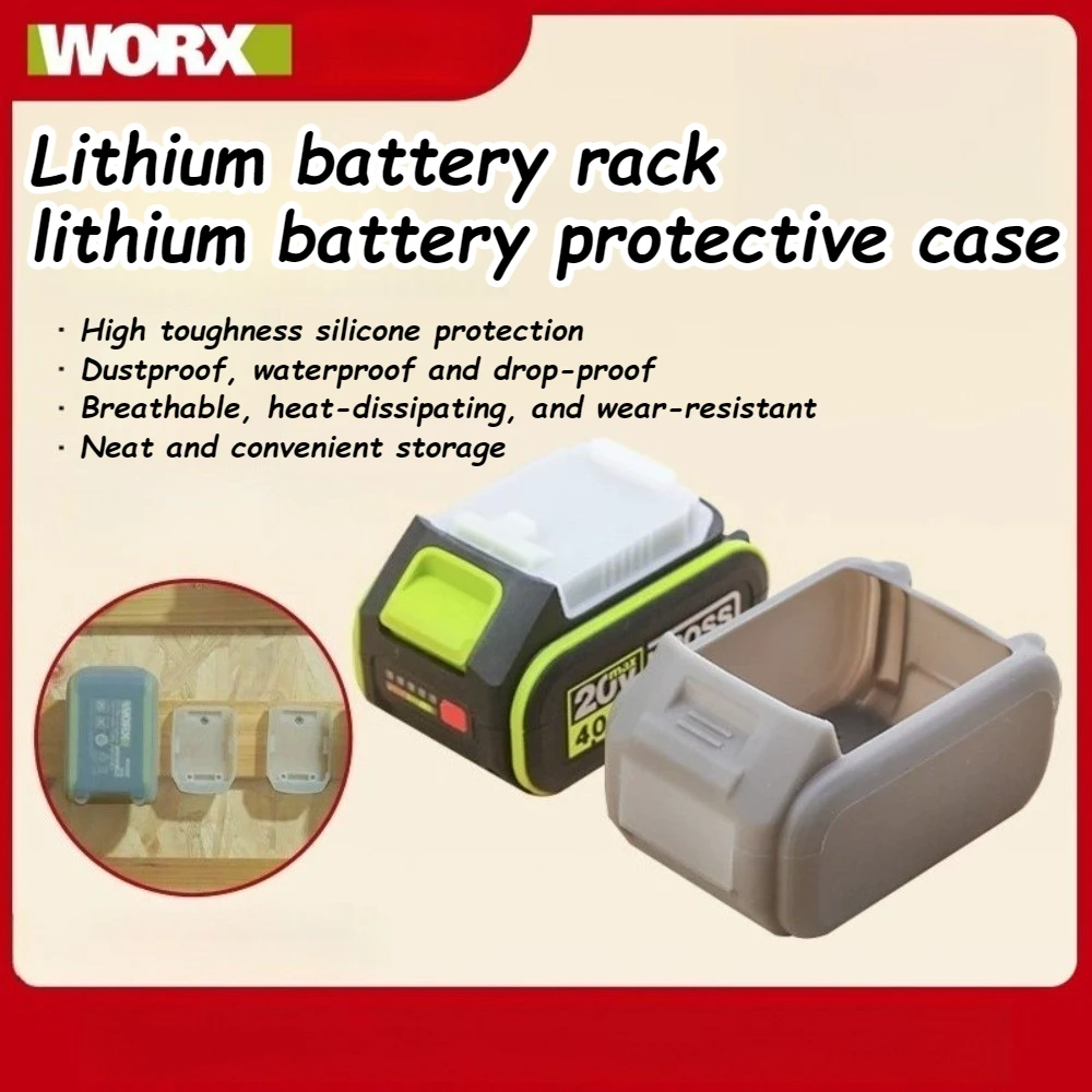 Waterproof Silicone Battery Protective Upper Cover for WORX Worx Batteries 2.0AH/4.0/5.0AH/6.0AH Case Shockproof and Dustproof