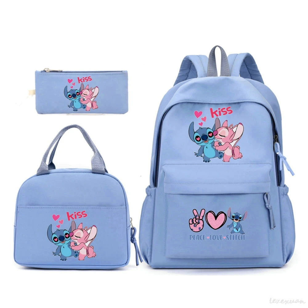 3Pcs/set Disney Lilo Stitch Backpack for Boy Girl Teenager Student Back To School Schoolbag Lunch Bag Women Travel Rucksack Gift