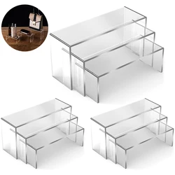 1/2/3Set U Shape Acrylic Display Riser Stand Clear Rectangular Display Shelf for Cupcake Jewelry Doll Anime Figure Display
