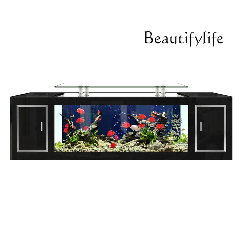 

TV cabinet fish tank living room new home floor large ecological glass water-free goldfish turtle tank