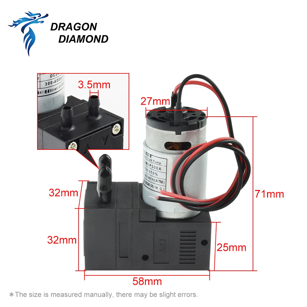 7W 24V Ink Pump 300-400ml/min Small Ink Pump for Solvent Printer XP600 DX5 TX800 I3200 Ink Pump