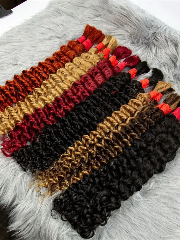 Włosy naturalne Malaika Deep Wave Bulk do zaplatania, kolor 4/27 #   Włosy naturalne kręcone bez wszywki do warkoczy boho — zdjęcie 2