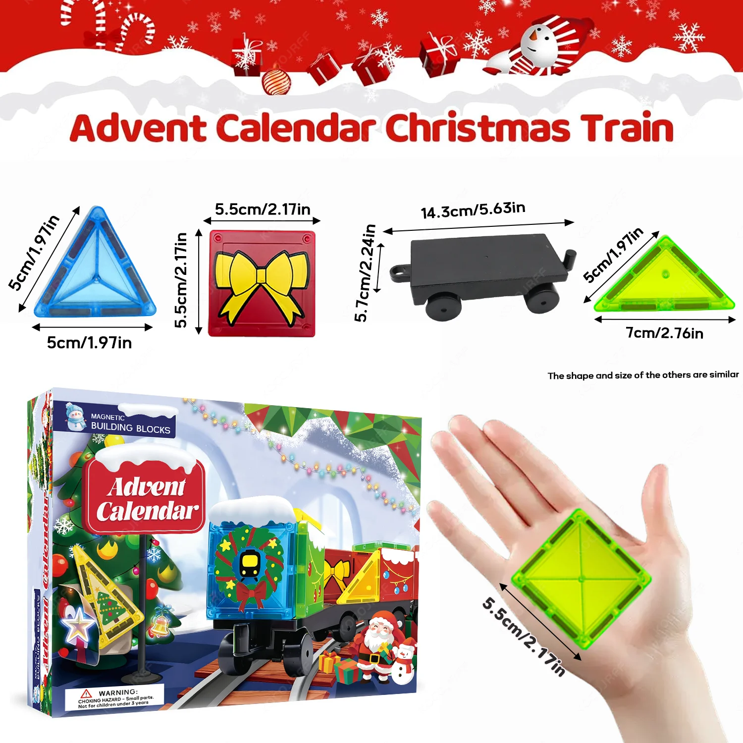 adventskalender kerst magnetische bouwsteen speelgoedset, educatieve puzzelspel geschenkdoos voor kinderen, geschikt voor verjaardagen,
