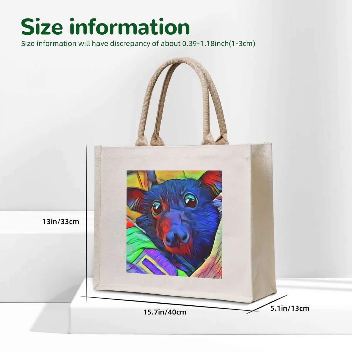 James The Baby Bat Multi Color . Tote Bag shopper bags Women's beach bags hand bag ladies custom canvas bag