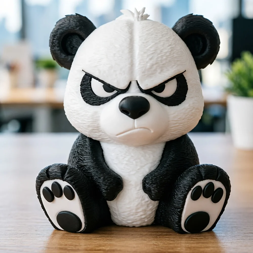 1-Piece 3D Printed Angry Panda Figurine Suitable for Home and Office Decoration, Ideal as a Holiday Gift for Friends and Family, Christmas and Halloween Present