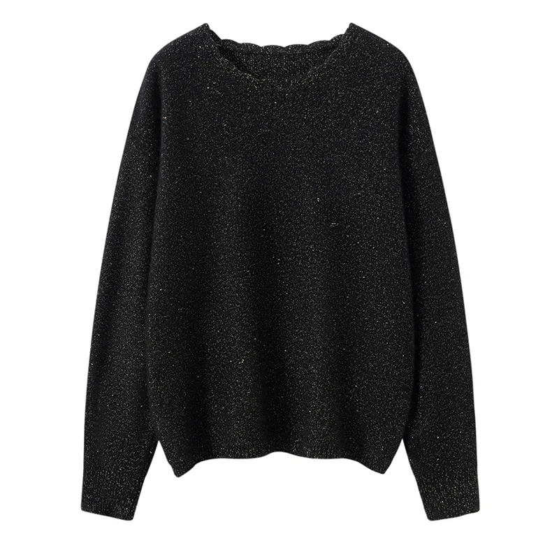 

New Style Women Lace Collar 100% Cashmere Sweater Autumn Winter Warm Knitted Blouse Woman Soft Pullover Top Shirt Golden bean