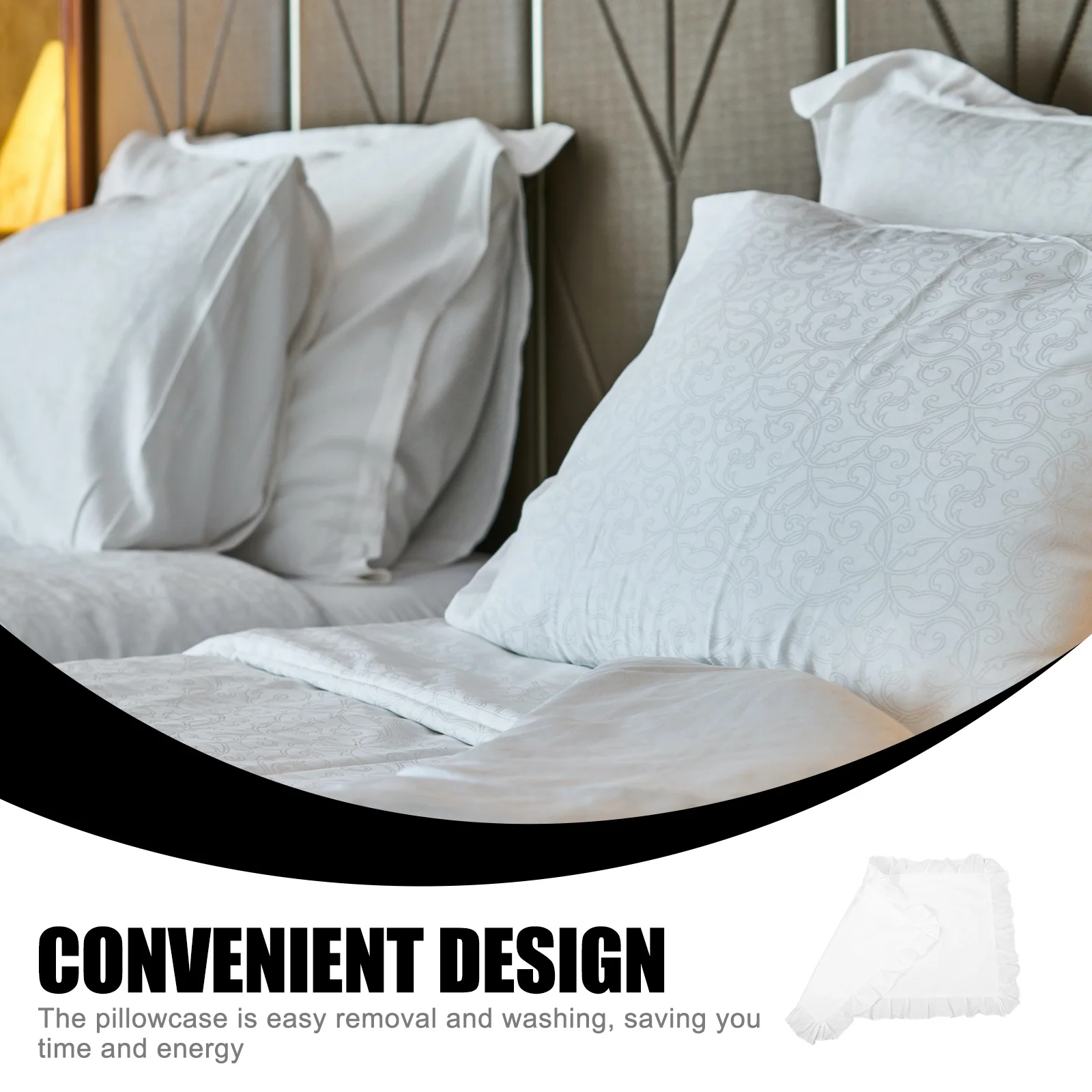 

1Pair White Ruffled Pillowcase Cotton Bedding Bedroom Decorative Soft Skin Friendly Pillow Cover Home Hotel Use