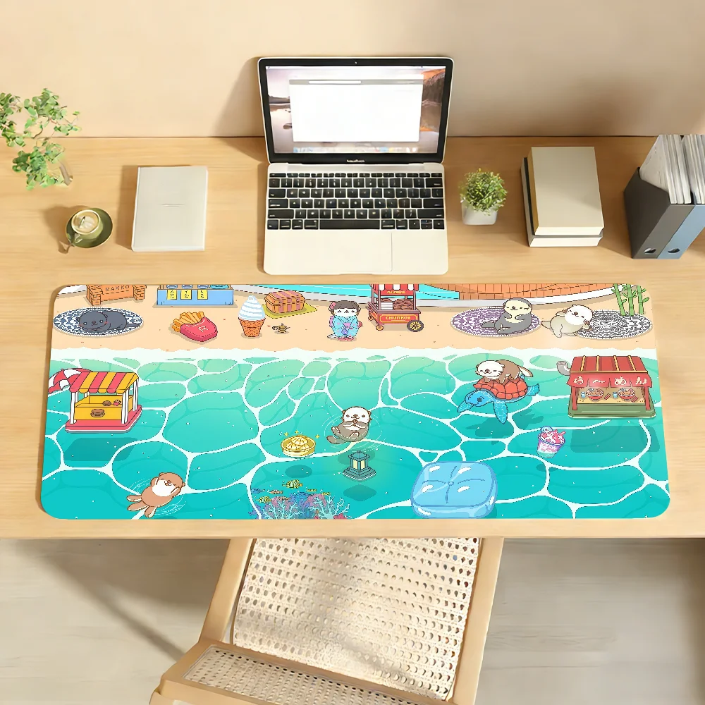 Kawaii Otter Mouse Pad Non-slip Desk Mat PC Laptop Accessories Rubber Office Keyboard Large Gamers Decoracion