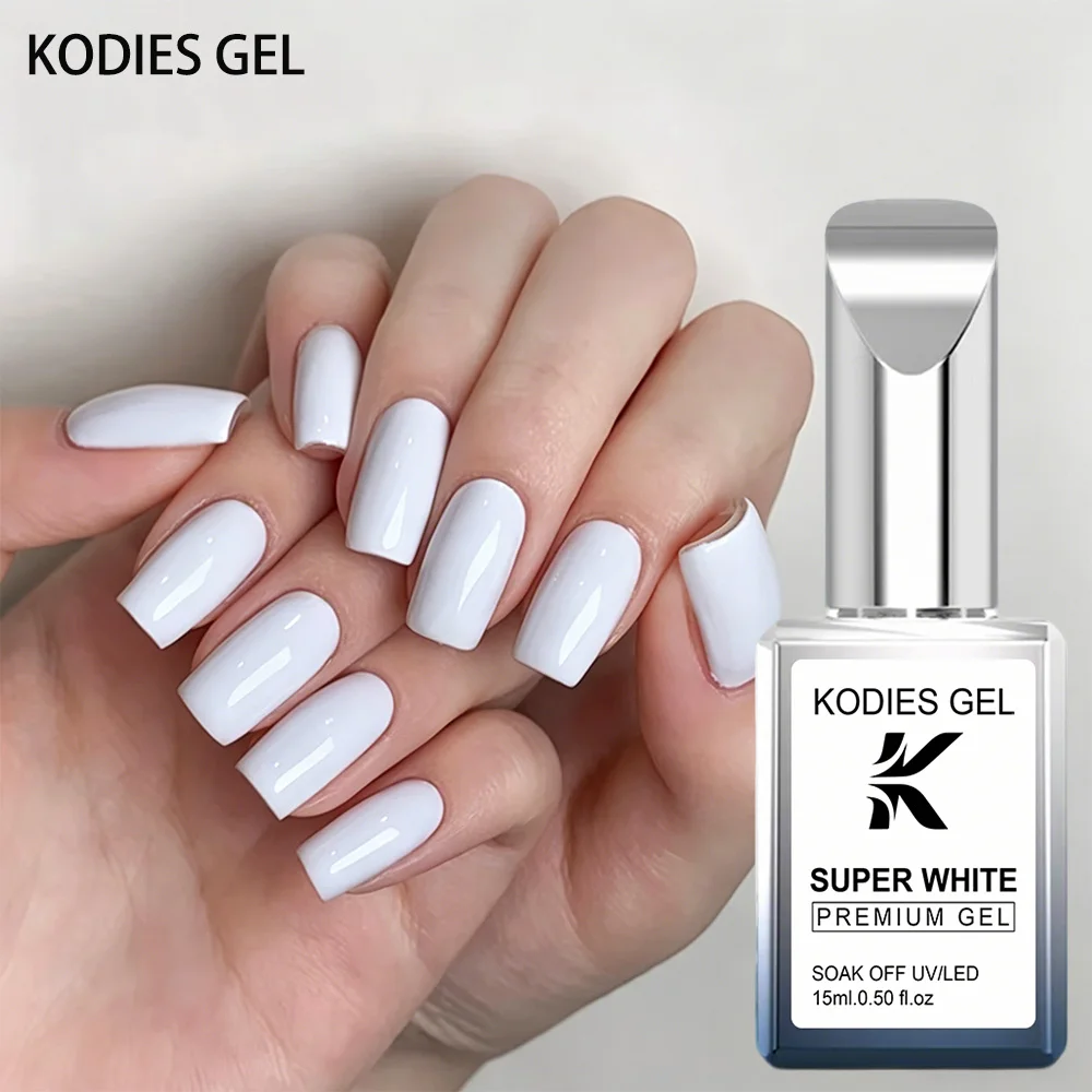 KODIES GEL Super Weiß Gel-Nagellack HEMA-frei TPO-frei Hochdeckend Hochpigmentiert Nail-Art Maniküre-Gel Abziehbarer LED-Nagellack