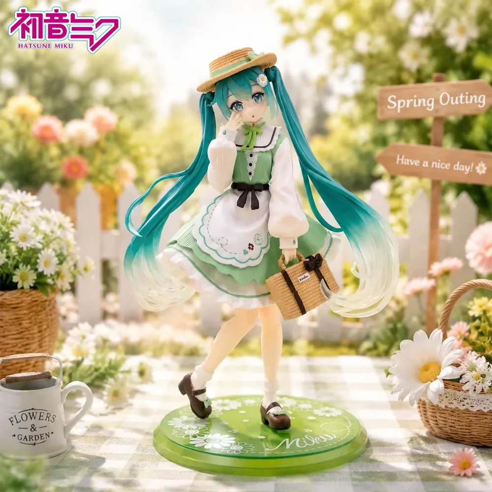 Figura de Hatsune Miku, Ornamento de Mesa Fofo Estilo Pastoral da SEGA, Figura de Ação Articulada de Anime, Item Colecionável para Presente