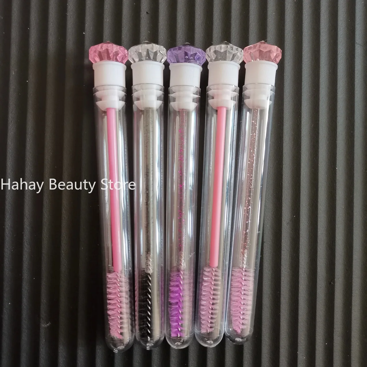 1PC แปรงแต่งหน้าเพชรรูปร่างขนตา Spoolies แปรง Lash Tube Applicator มาสคาร่าแบบใช้แล้วทิ้งพร้อมผู้ถือขายส่ง