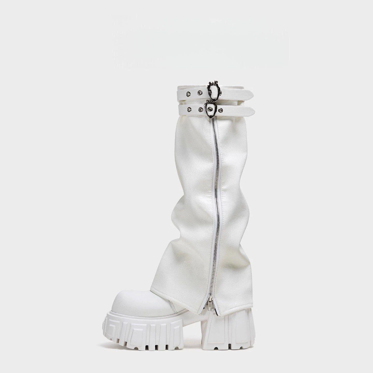 

Thin Detachable Long Boots Women Spring Autumn Hip-Hop Shoes Ladies Thick High Heels Platform Knight Booties Woman Buckle Boots