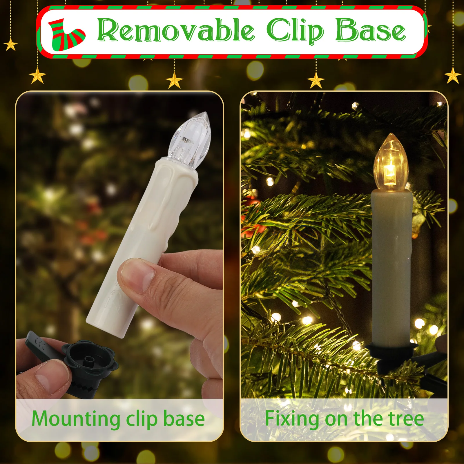 

LED Christmas Candle Lights Battery Operated Flameless Flickering Candles for Holiday Decor for Christmas Tree Decor