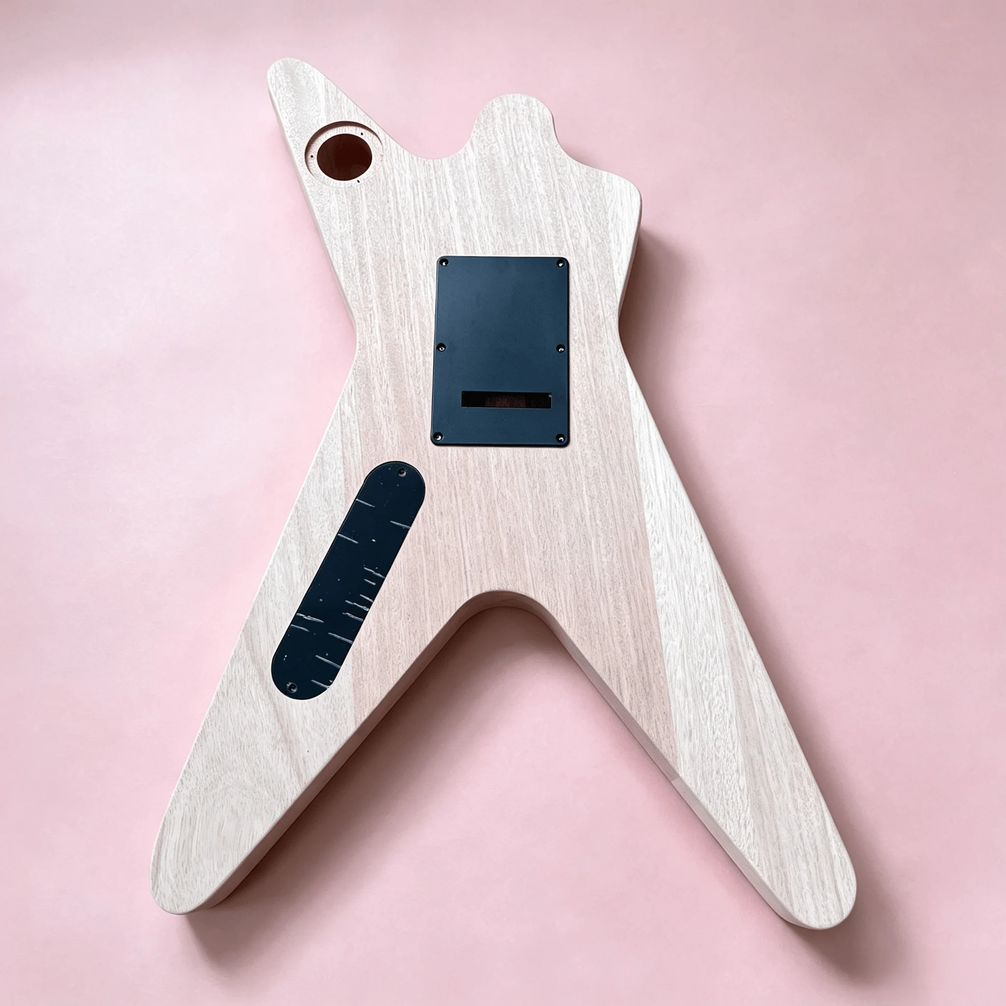 US Warehouse Fork Star V Style DIY Electric Guitar Kit Unfinished Wood Body And Neck HSH Pickups Full Hardware Parts Do‑It‑Yourself Project For Luthier & Guitar Hobbyist