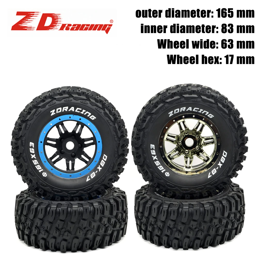 2PCS ZD RACING DBX07 1/7 RC Electric Remote Control 4WD Model Car Desert Truck Original Tires 165*63mm 17mm Adaptor 8642 8643