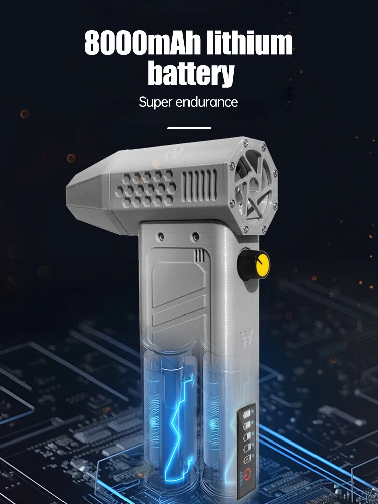 

Мини-турбореактивный вентилятор, 140000 об/мин, бесщеточный двигатель, ручной канальный вентилятор, 52 м/с, портативный турбовентилятор, зарядка типа C с дисплеем мощности