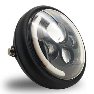 Evrensel 7.5 inç led arka kova, motosiklet modifiye far hi / lo işın drl ve mat siyah konut far braketi ile En iyi 10 satış, far yardımı-retro bisikletten bisiklete 1 numara