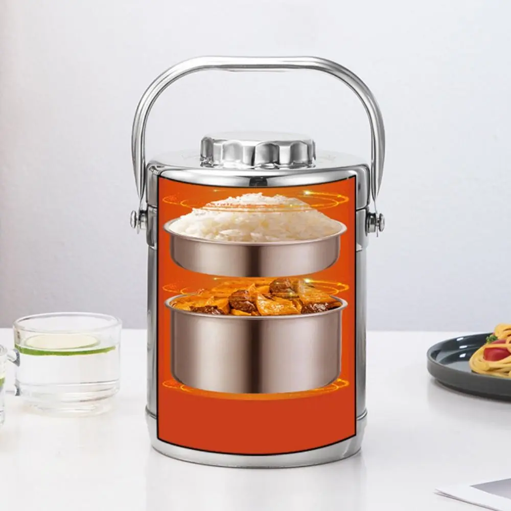 

1.3/1.9L Thermos Lunch Box Stainless Steel Large Capacity Insulated LunchBox with Handle Leakproof Thermal Food Jar School