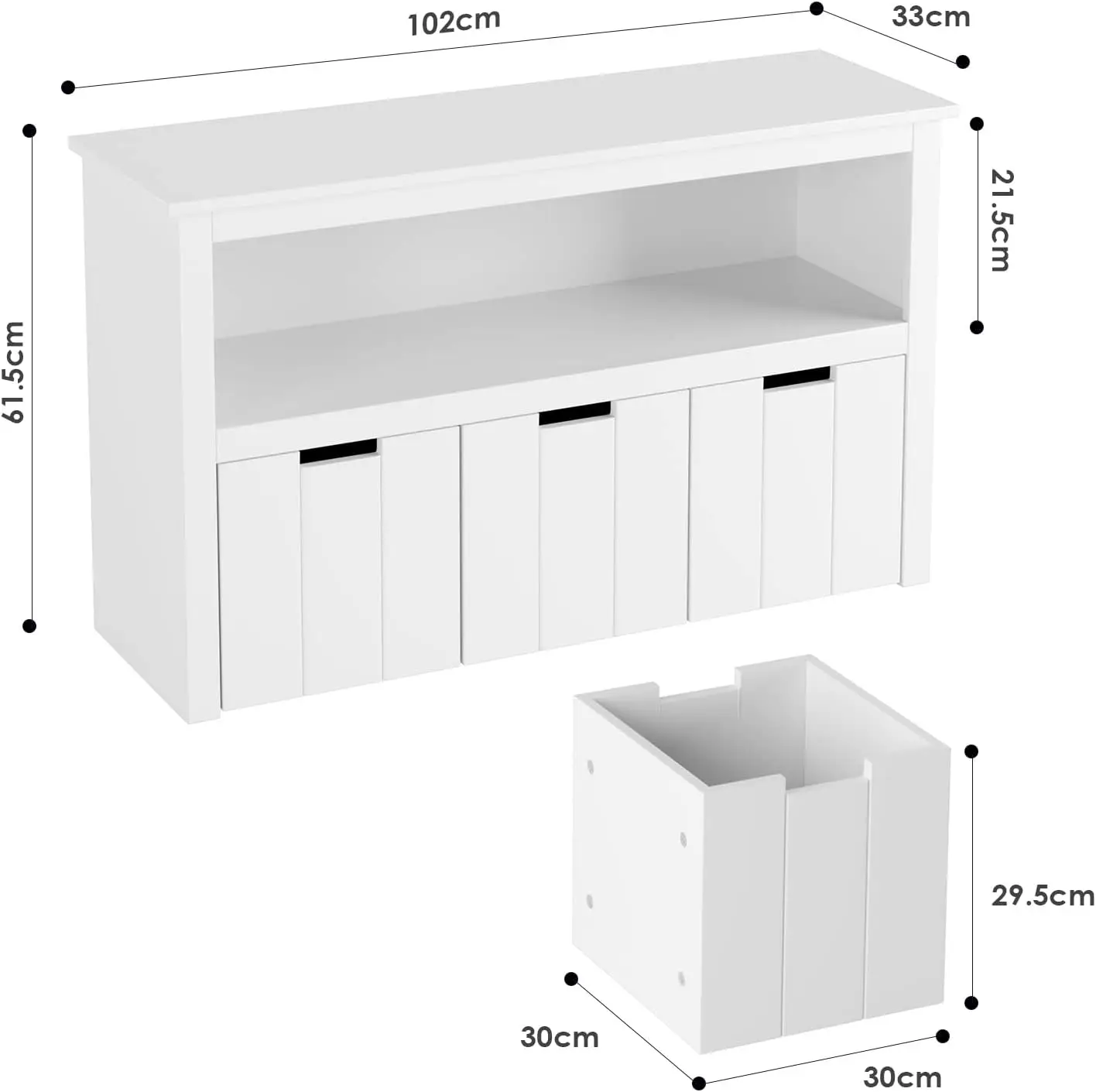 Toy Storage Cabinet with 3 Movable Drawers, Floor Storage Organizer with Hidden Wheel & Large Open , Organizer C